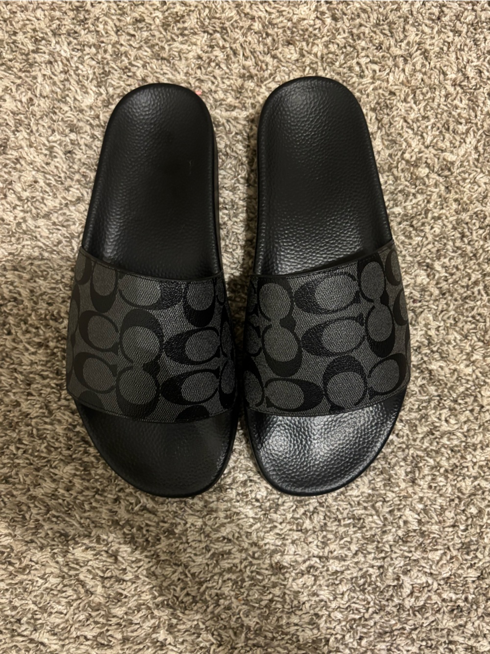 Coach Black Signature Slide Sandals